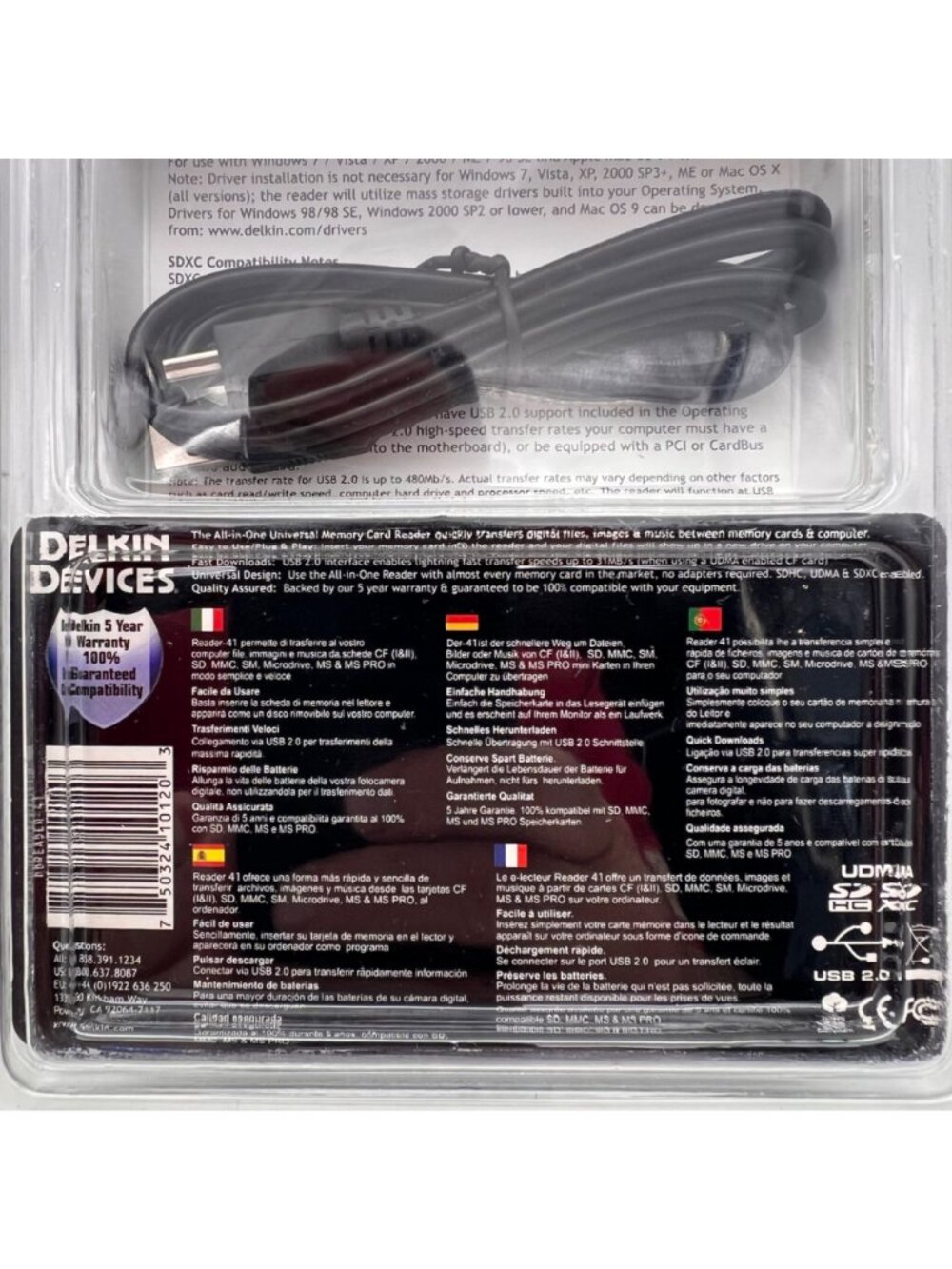 Delkin Devices Universal Card Reader Pro Edition High Speed USB 2.0 All In One - Picture 6 of 10